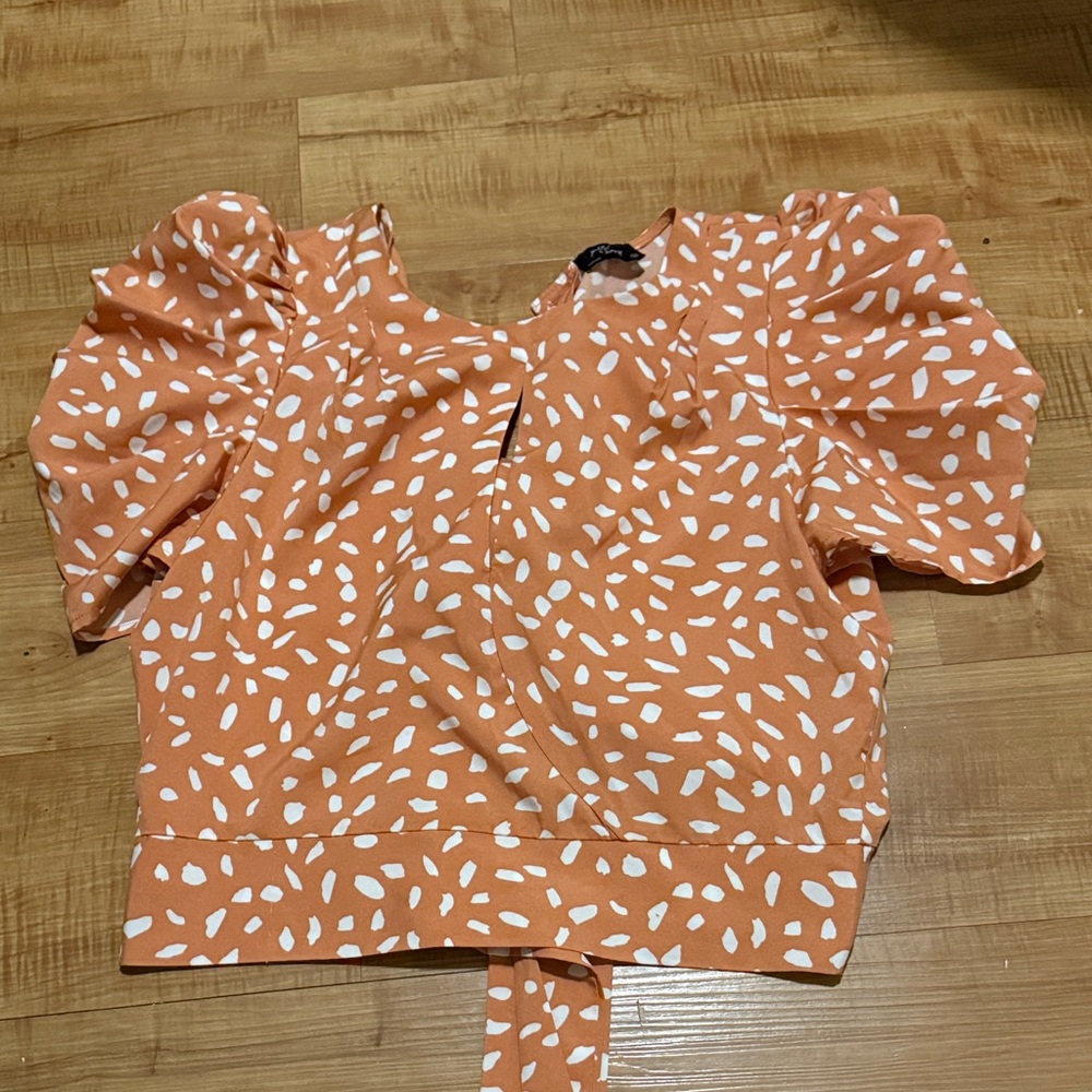 Trendy Orange Puff Sleeve Blouse